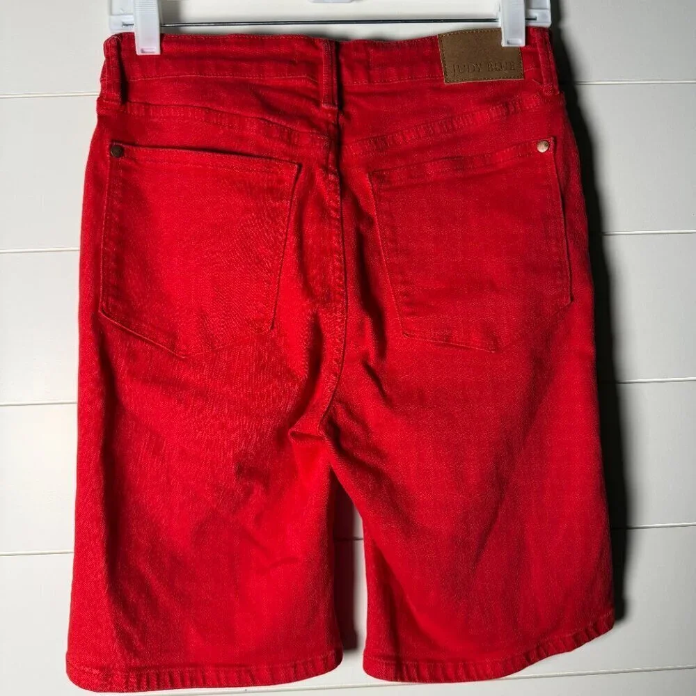 Judy Blue Full Size Large Garmet Dyed Red Women's Shorts